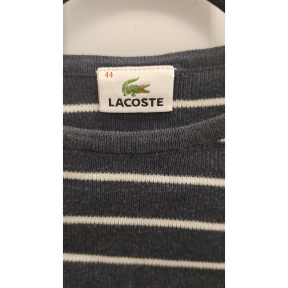 Vintage Lacoste Crop Top Striped Blue White Nautical Sz 44 10-12 Women Large - Picture 3 of 5